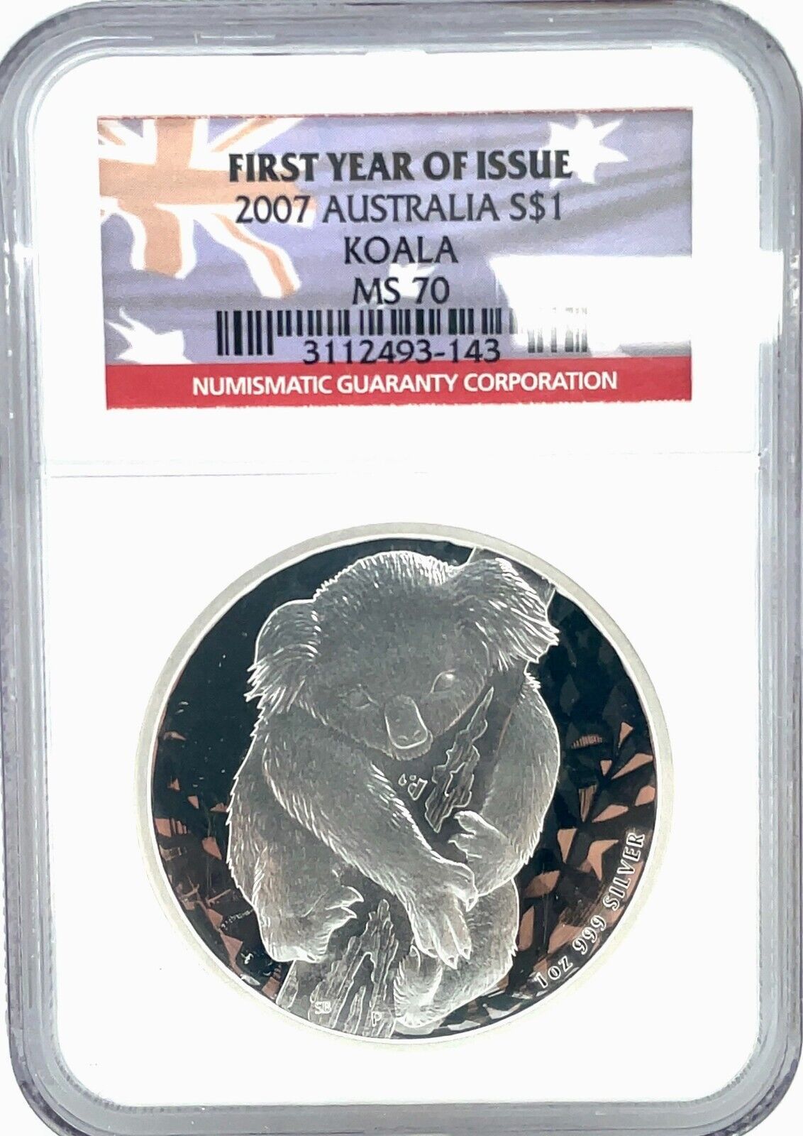 2007 Atralia Silver 1 Oz Koala $1 Dollar Coin NGC MS-70 First Year Issue.