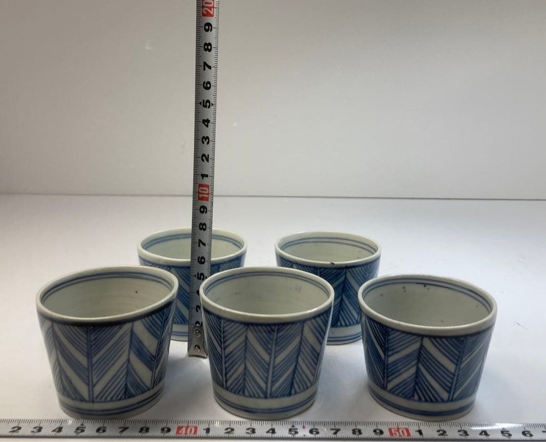 古伊万里 蕎麦猪口 5客 約7㎝ 東な6-0405