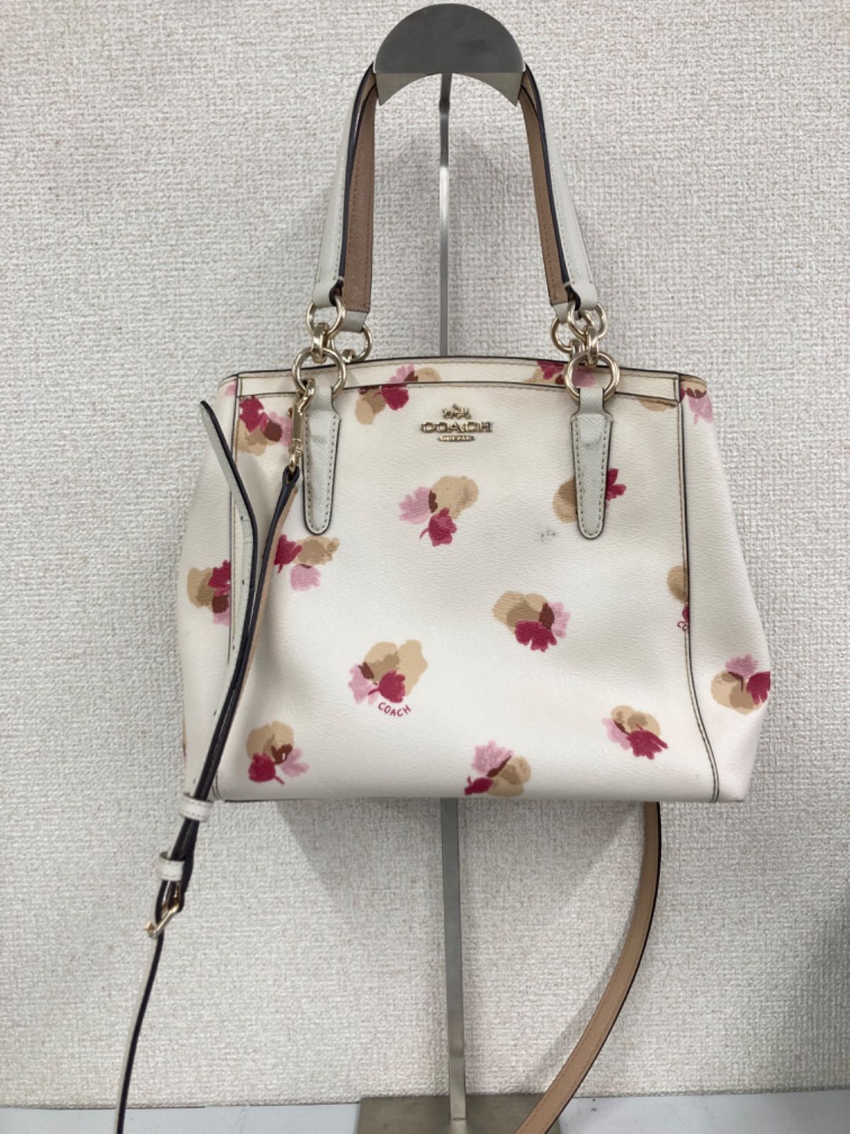 【花大好きさん】COACH ハンドバッグ ホワイト coach コーチ ショルダーバッグ ホワイトフローラル柄