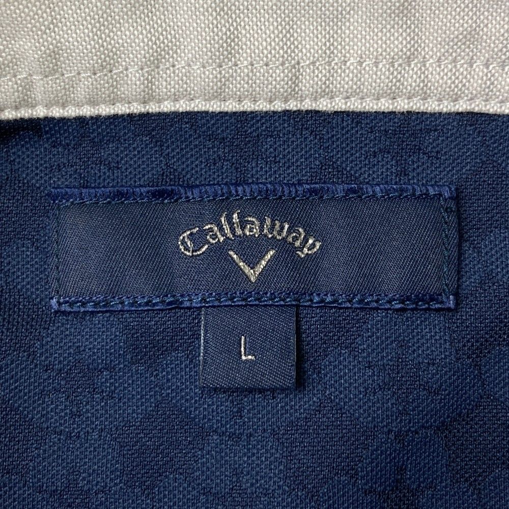 サイズ：L CALLAWAY キャロウェイ  半袖ポロシャツ 刺繍 総柄 ネイビー系 [240101446602] ゴルフウェア メンズ ストスト サイズ：L CALLAWAY キャロウェイ 半袖ポロシャツ 刺繍 総柄
