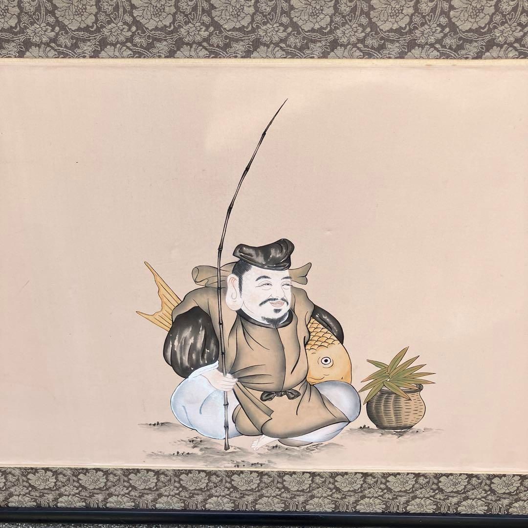 額装 日本画 恵比寿大黒図 縁起物 掛け軸風 絵画 和モダン インテリア＃902 額装 日本画 恵比寿大黒図 縁起物 掛け軸風 絵画 和モダン インテリア