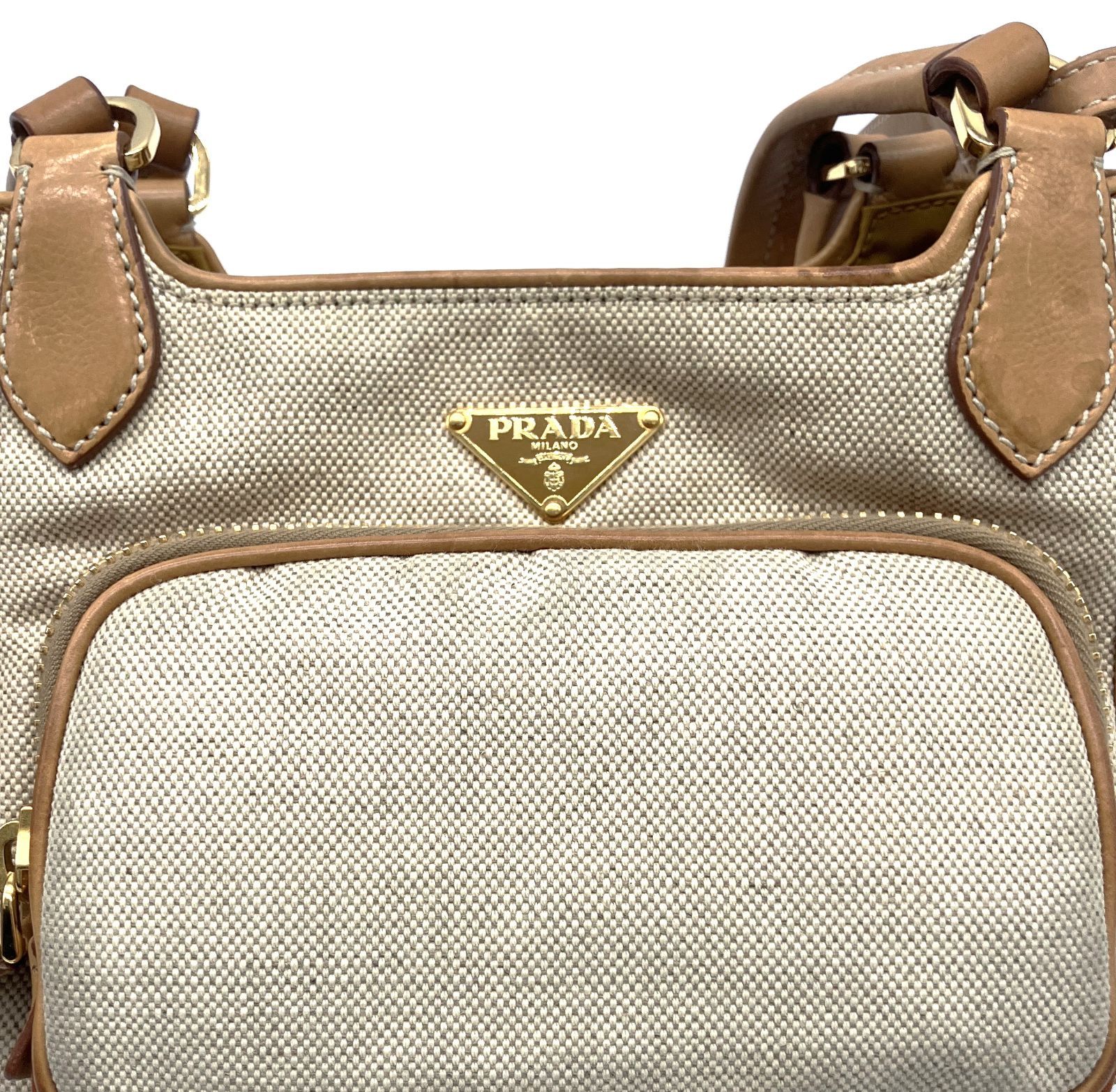 鑑定済み】正規品 プラダ PRADA ハンドバッグ BR2522 カナパミックス 