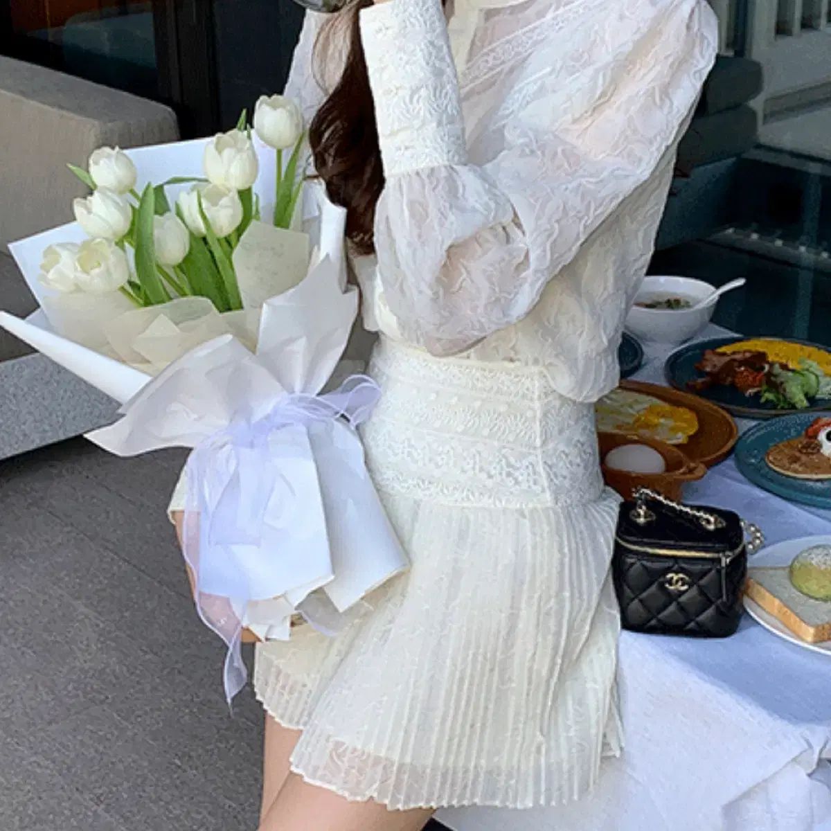 アイボリー レース 生地 清純系 プリンセス スカート labelle blanc ラベルルブラン ローズ デテ