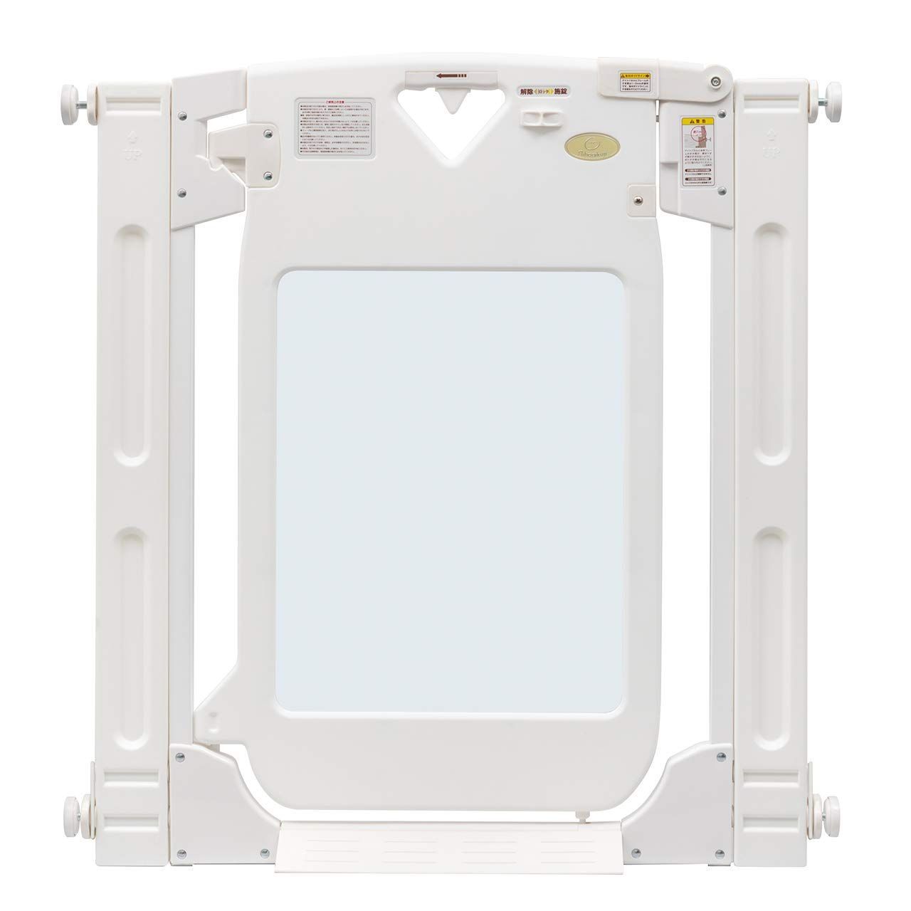 クリア 階段上対応可 扉付き スマートゲイト 突っ張りタイプ 大きな窓 幅木よけ ハイタイプ ベビーゲート ペットゲート 高さ91cm ダブルロック 拡張 キッチン 日本育児 玄関 浴室 扉開放 片開き