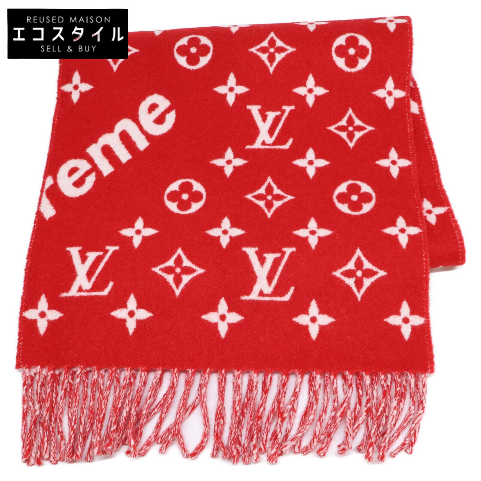 LOUIS VUITTON Supreme ウール カシミヤ ロゴ　マフラー LOUIS VUITTON ルイヴィトン x Supreme シュプリーム 【美品