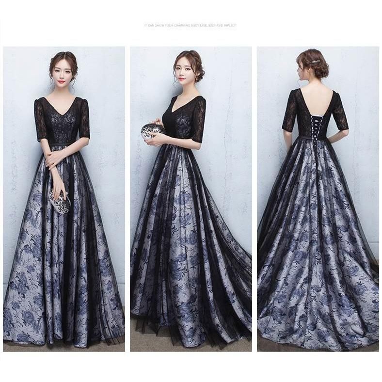 【爆買】ロングドレス 演奏会 袖あり パーティードレス 花柄 レース 結婚式ドレス ピアノ 発表会 お呼ばれ 二次会 披露宴 成人式 上品 大人 lf2372 ロングドレス 演奏会 袖あり パーティードレス 花柄 レース 結婚式