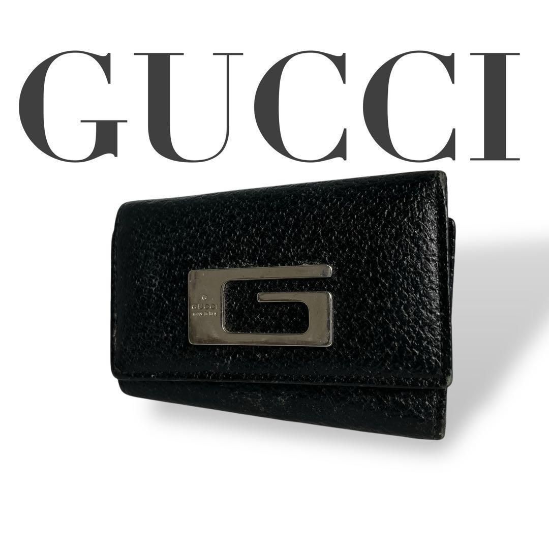 4497 GUCCI グッチ 4連 キーケース レザー ブラック - メルカリ