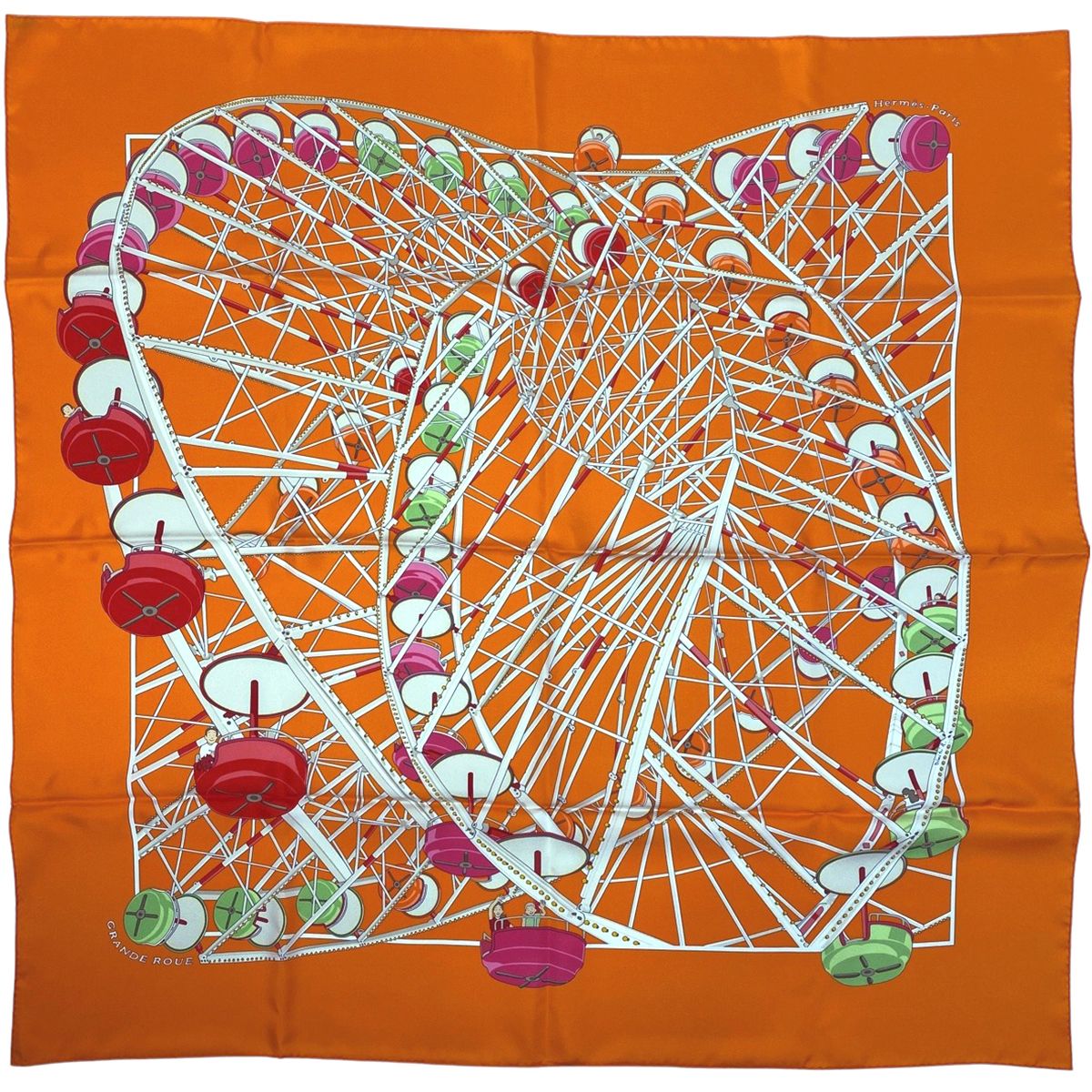 ★新品タグ付き HERMES スカーフ カレ90 GRANDE ROUE 観覧車 エルメス HERMES カレ 90 GRANDE ROUE 観覧車 スカーフ シルク