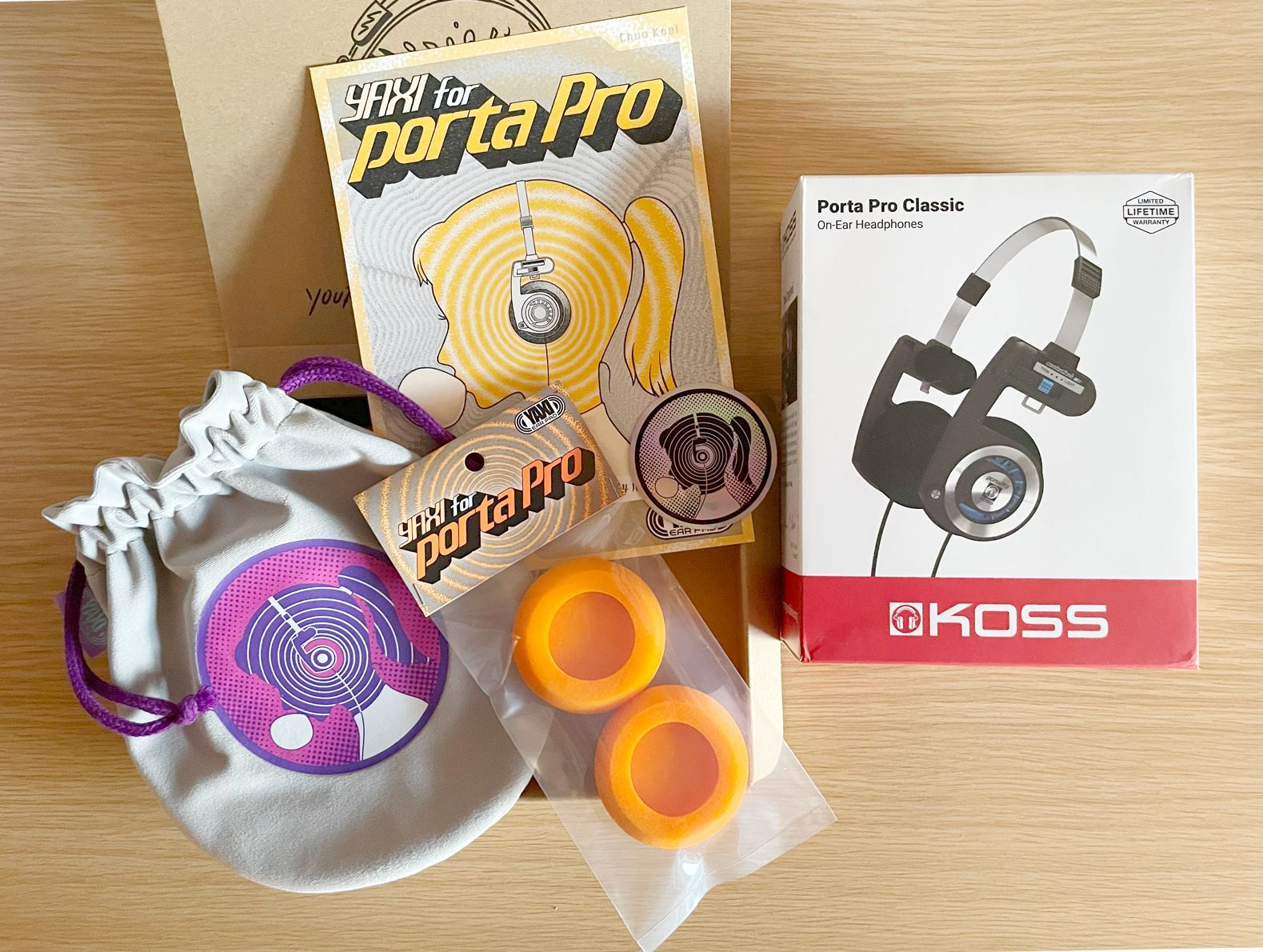 KOSS PORTAPROヘッドホン シルバー YAXI イヤーパッド 選べる1 ポタプロポーチ