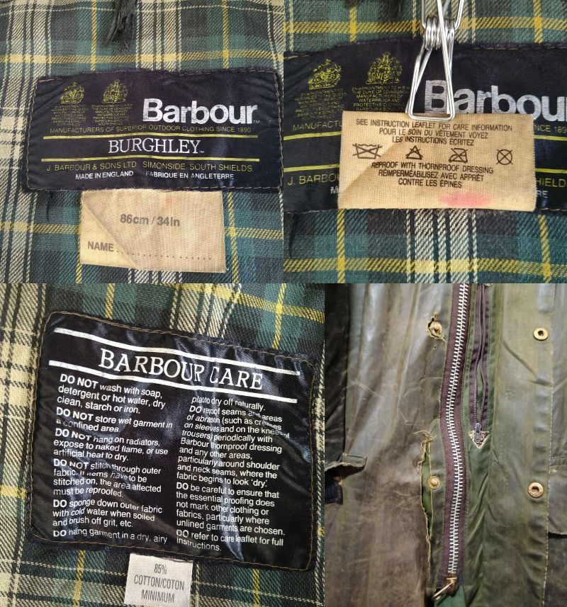 貴重モデル】 Barbour BURGHLEY バブアー バーレー 34インチ 貴重モデル】 Barbour BURGHLEY バブアー バーレー 34インチ