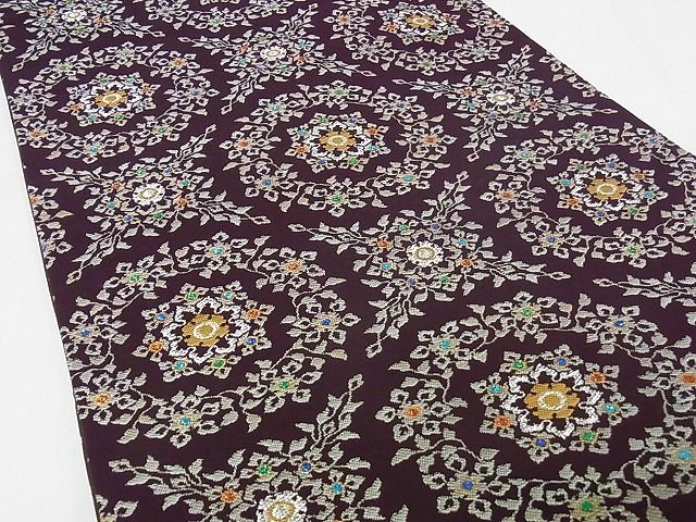 平和屋本店□極上 龍村晋謹製 六通柄袋帯 天平螺鈿八綾文錦 正絹 逸品  