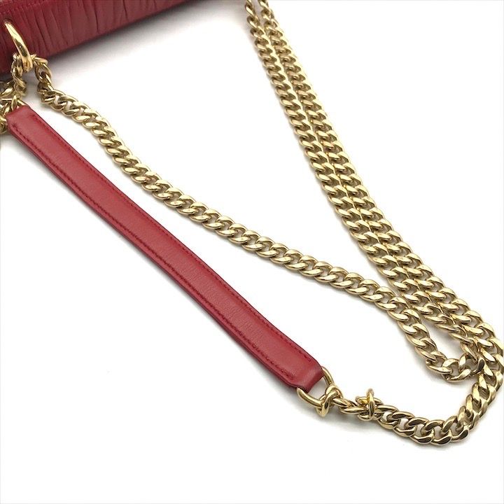 良品 PRADA プラダ チェーン ショルダー バッグ ナッパ レザー レッド レディース k2762 良品 PRADA プラダ チェーン ショルダー バッグ ナッパ レザー レッド