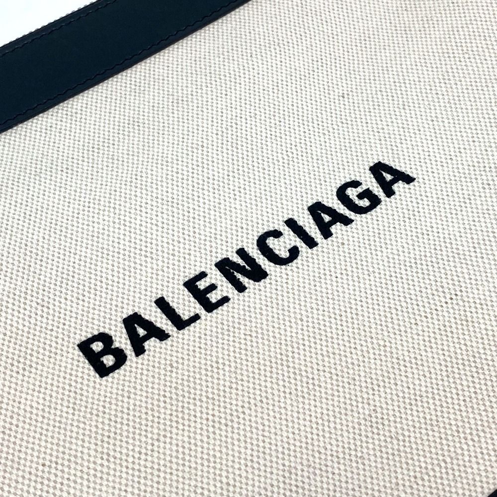 BALENCIAGA バレンシアガ 420407 ロゴ ネイビークリップ M ポーチ ...