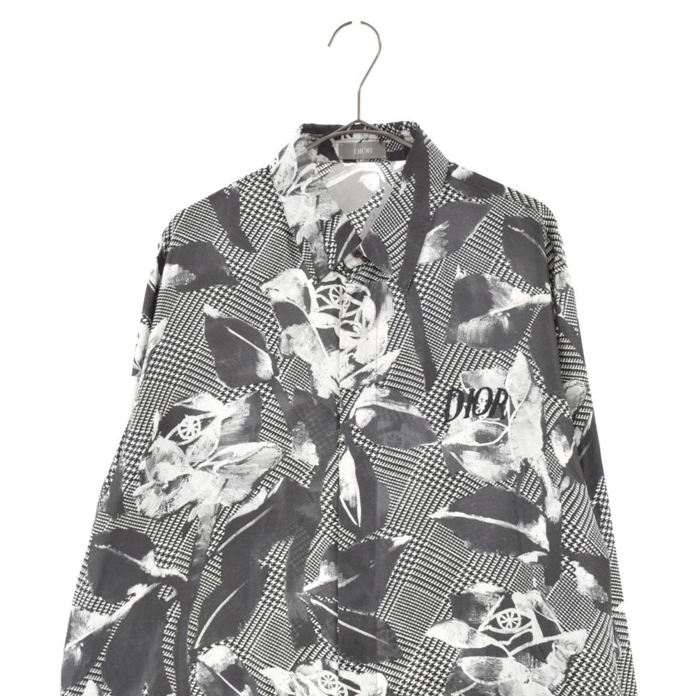 DIOR (ディオール) 013C501E4796 フラワー総柄 シルク 長袖シャツ 