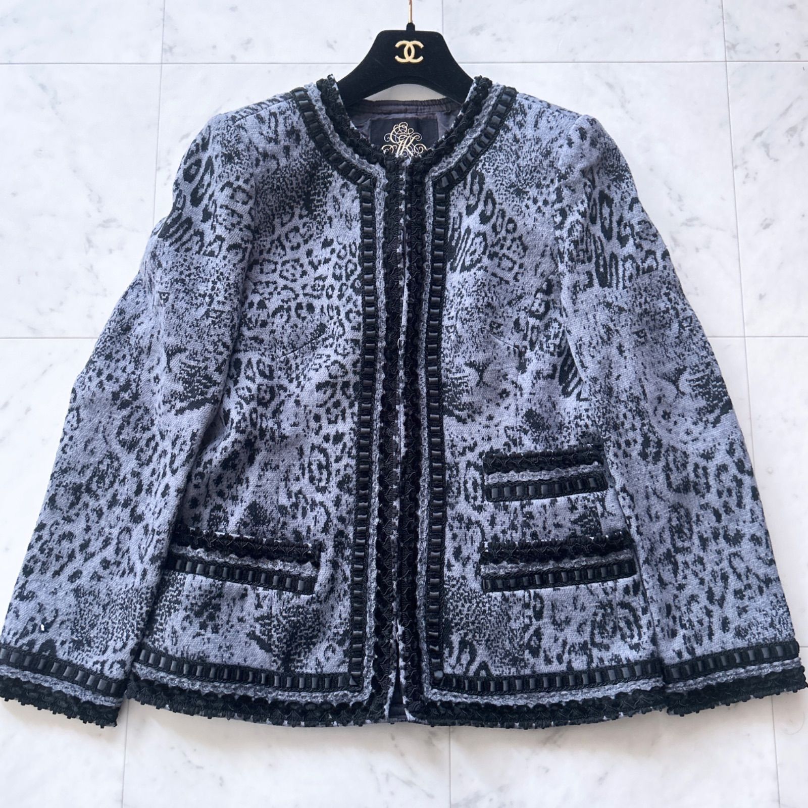伊太利屋 ヒョウ柄 レオパード柄 ノー ジャケット グレー 9号 Mサイズ