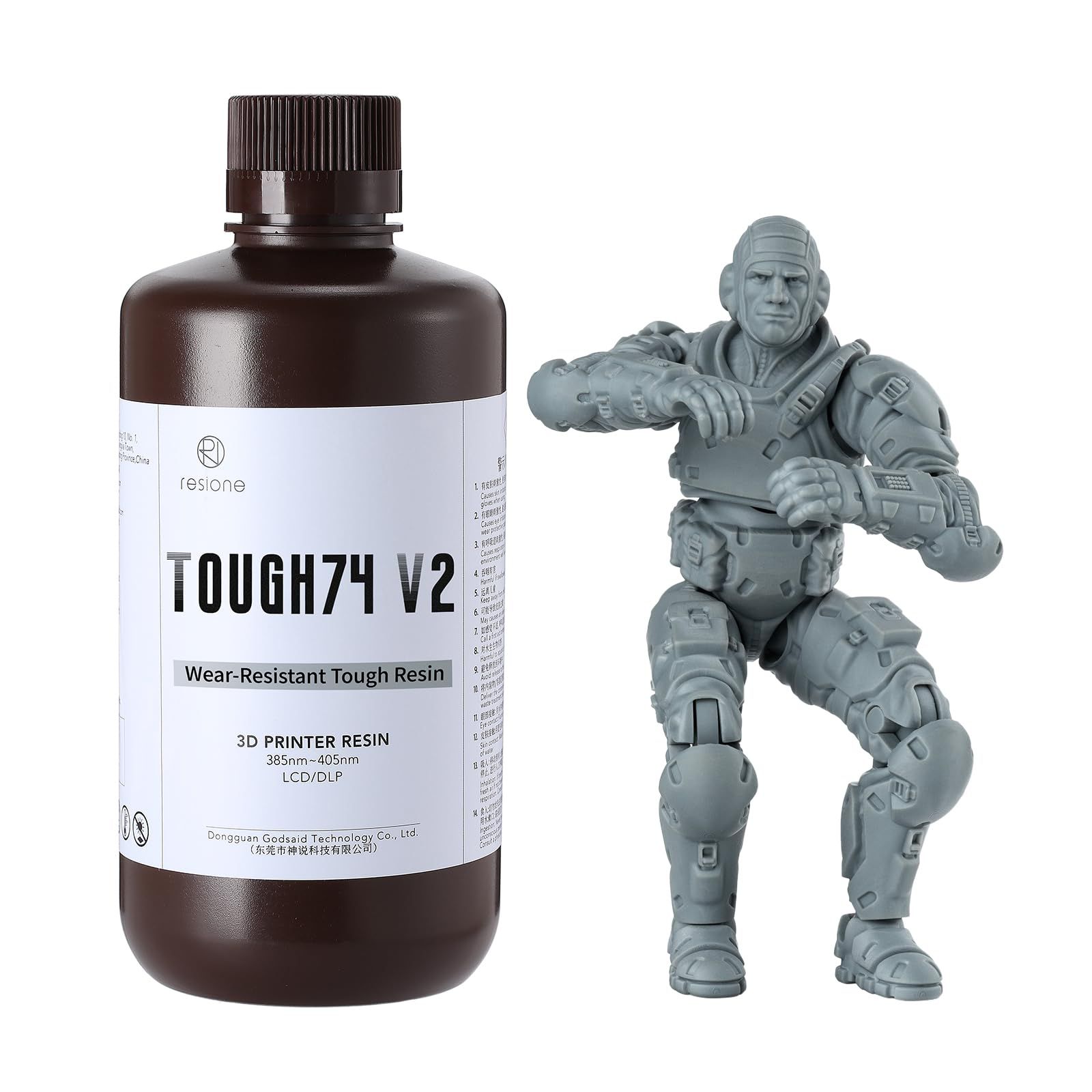 RESIONE 光造形3 Dプリンタレジン TH-Tought74 V2 ABSレジン - 耐摩耗-耐スクラッチ光硬化標準樹脂 405nm LCD DLP MSLA 3Dプリンター向け グレー