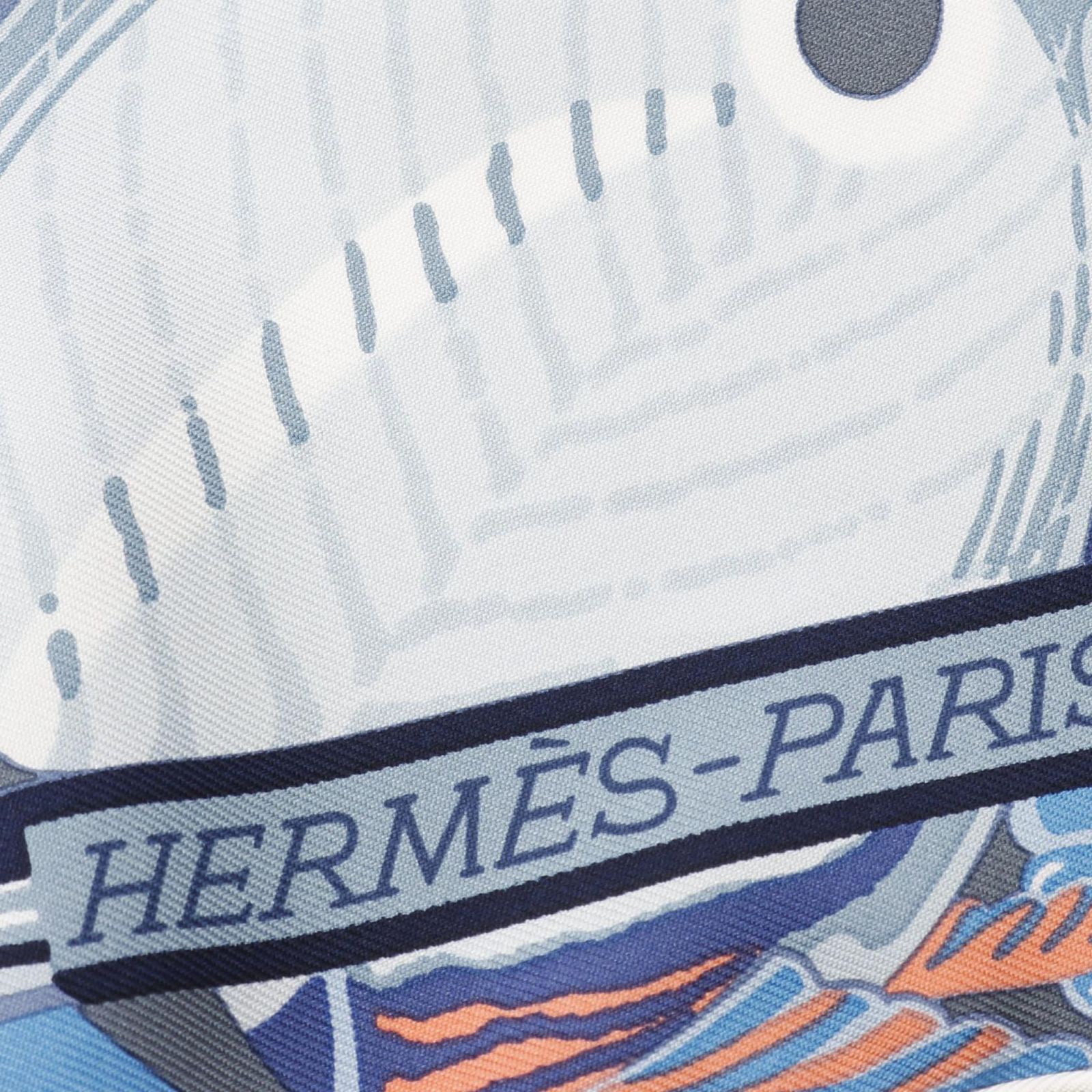 エルメス HERMES スカーフ カレ90 De la mer au ciel ブルー