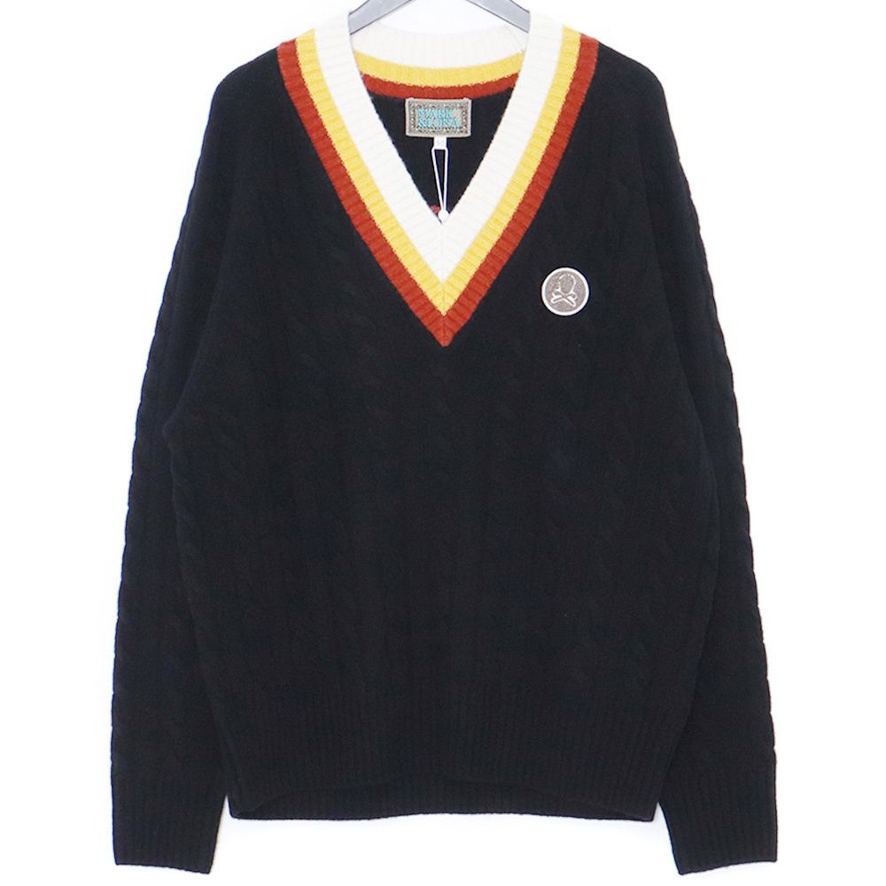 Burberry golf セーター Vネック 羊毛 ワンポイントロゴ 黒 M