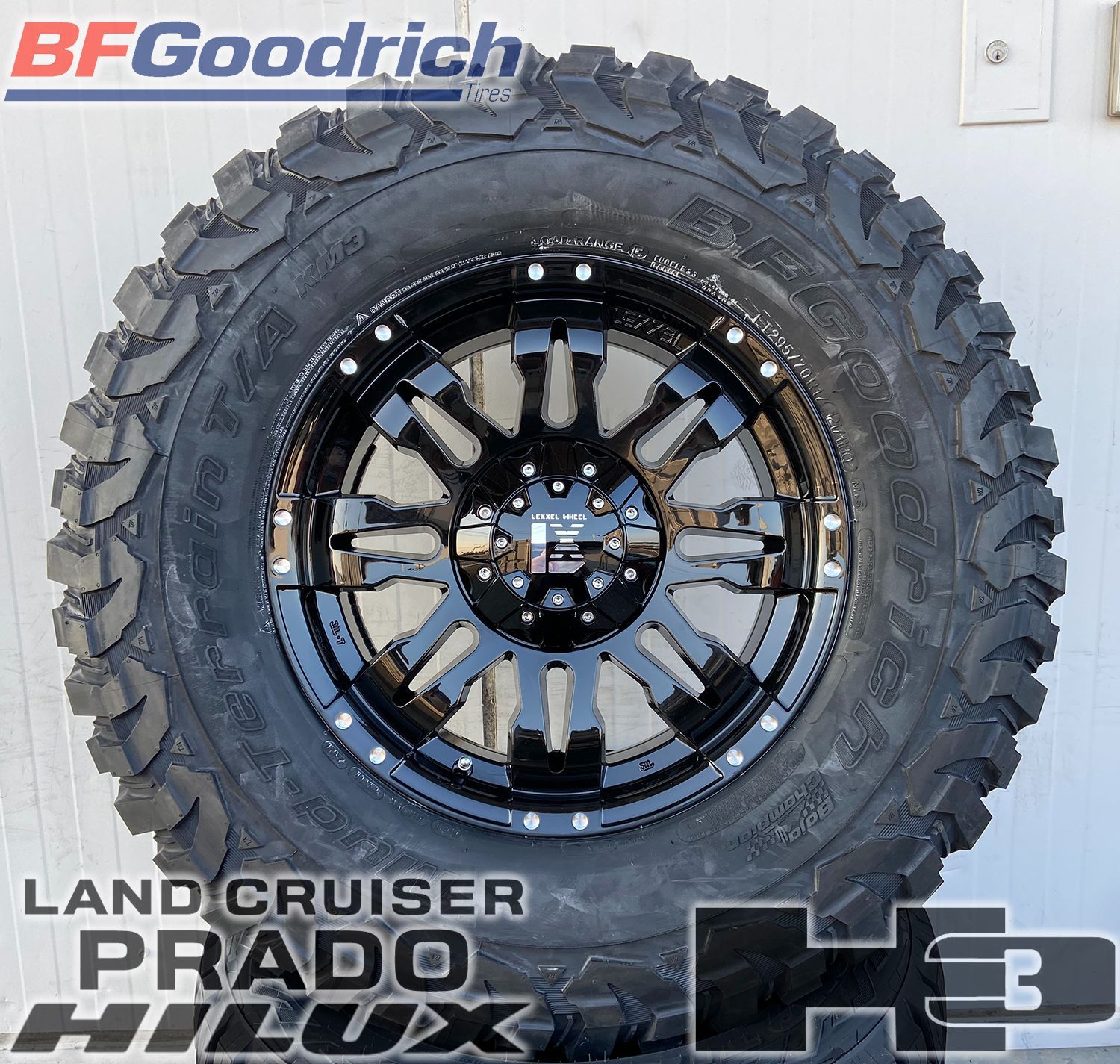 販売限定150プラド FJ サバーバン タホ H3 エスカ タイヤホイール Balano ヨコハマ ジオランダー G003 M/T 265/70R17 285/70R17 ラジアルタイヤ