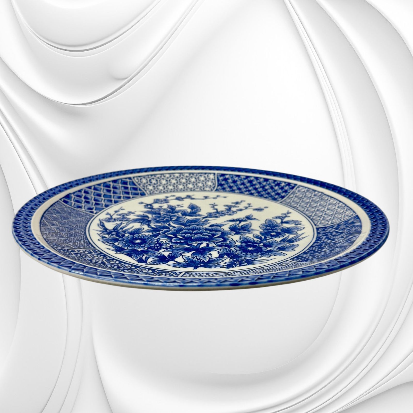 美品】福瑞牡丹大皿 福泉窯 平皿 ふぐ刺し 古美術 昭和レトロ
