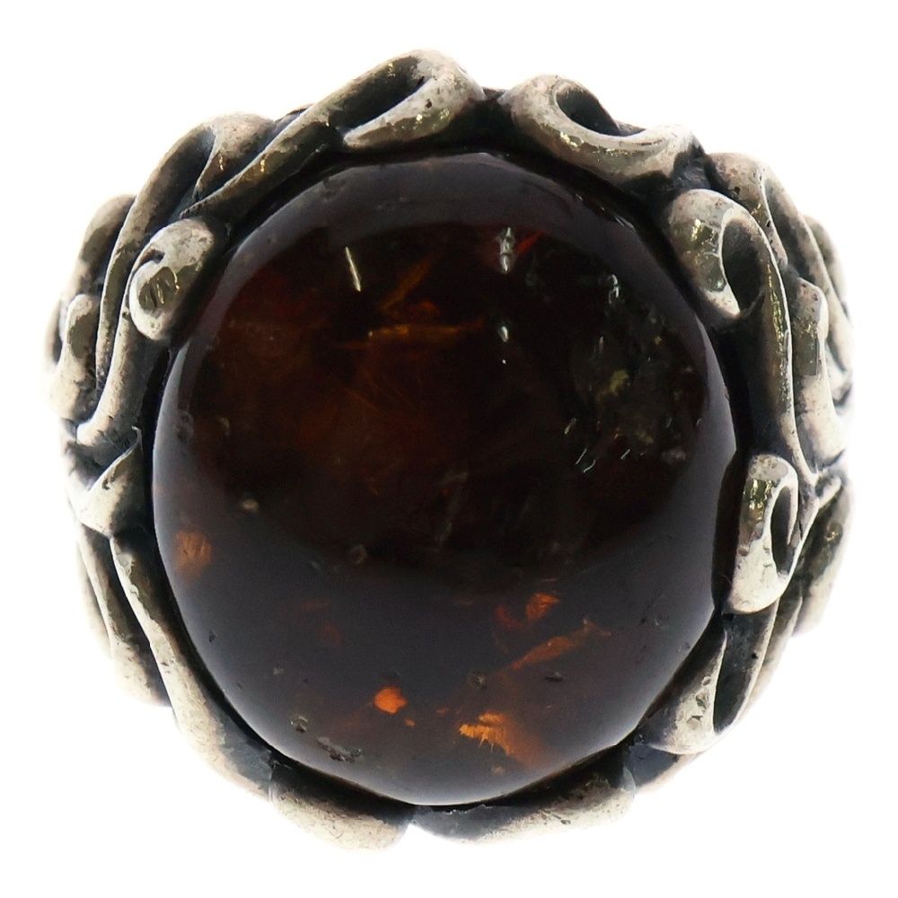 ビザール　琥珀シルバーリング Bizarre (ビザール) 琥珀 シルバーリング 18号 - メルカリ
