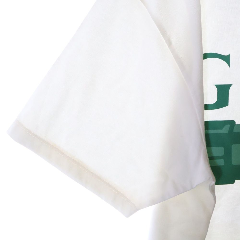 GUCCI - GUCCI グッチ インターロッキングG リップスティック ロゴ プリント 半袖Tシャツ カットソー ホワイト 717422 XJFHT GUCCI (グッチ) インターロッキングG リップスティック ロゴ プリント