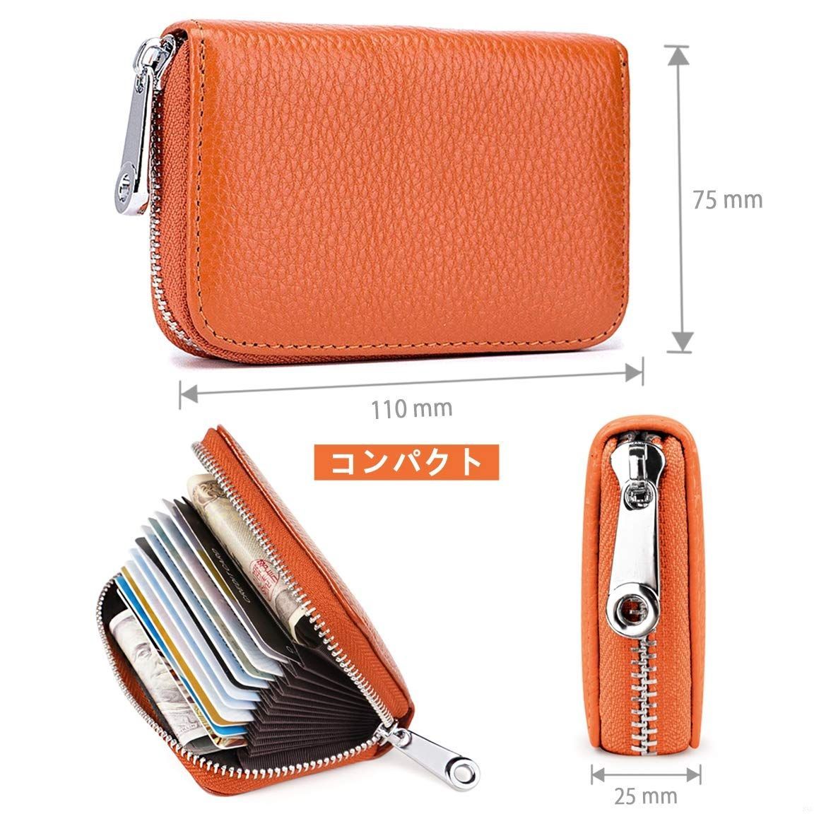 新品  Women Men Wallet Card オレンジ キーケース コイン