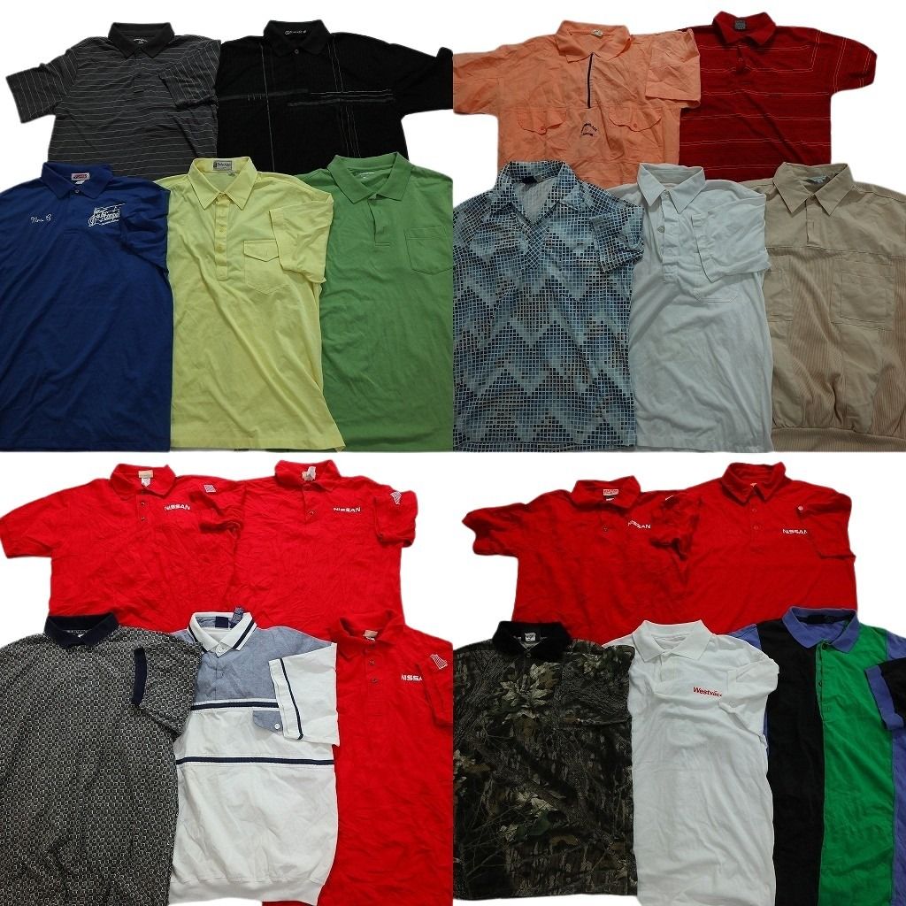古着卸 まとめ売り ノーブランド ポロシャツ 20枚セット メンズ S |M |L |XL |2XL ボーダー リアルツリー 総柄 古着 NB9589