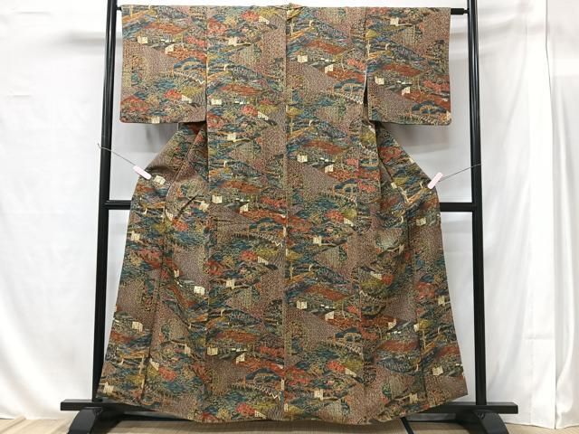 平和屋着物▽上質な小紋 単衣 幾何学文 正絹 逸品 AAAZ1555fy