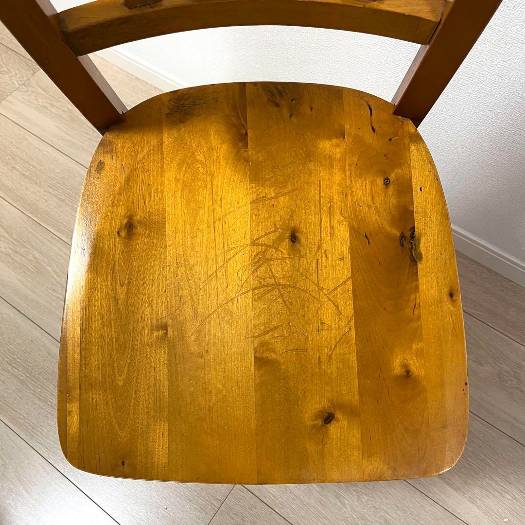 そ70【vintage】パイン材 チャーチチェア 北欧 木製チャペルチェア ダイニングチェア チャーチチェア 収納付き 天然木 パイン材