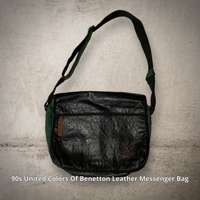 90s United Colors Of Benetton Leather Messenger Bag ユナイテッド