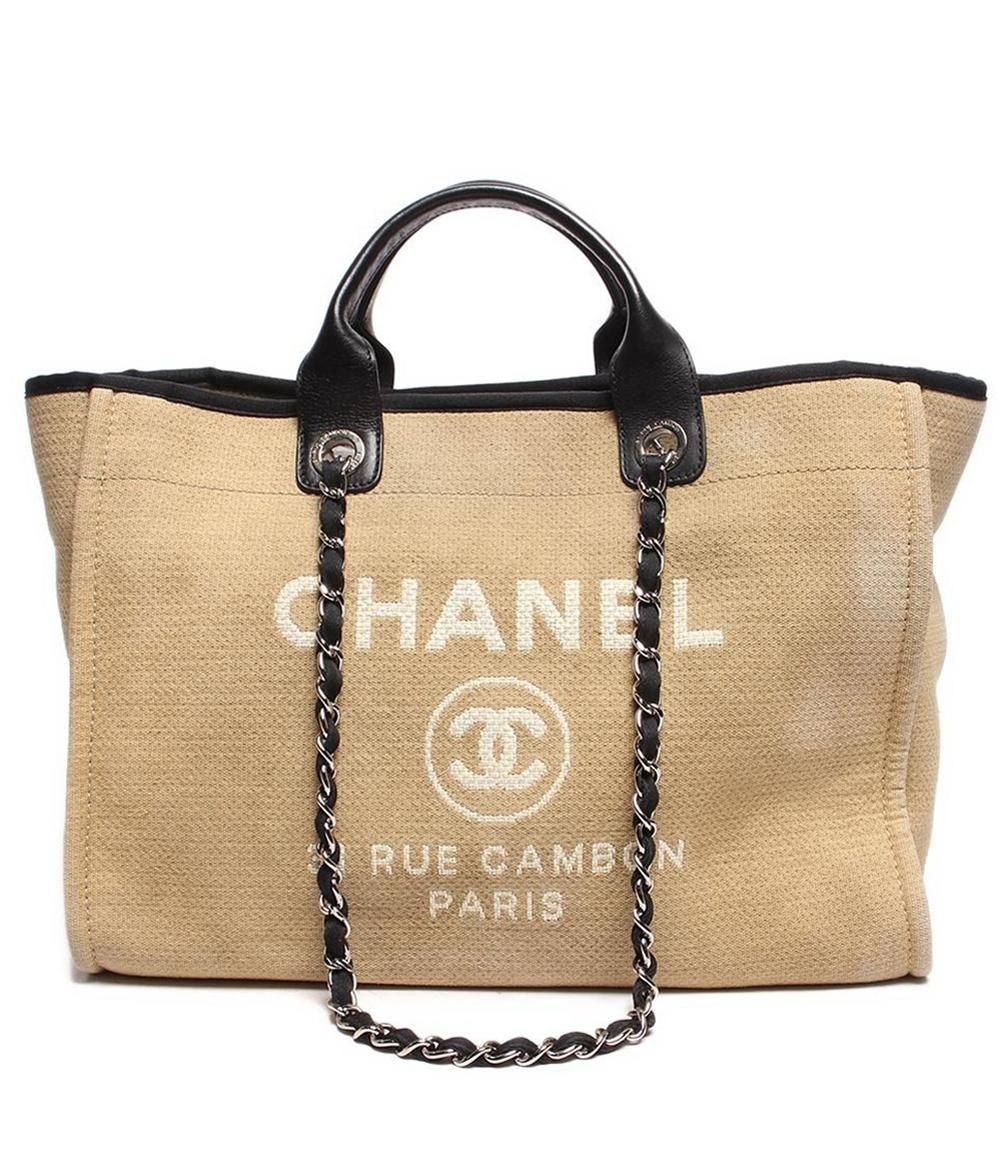シャネル チェーントートバッグ シルバー金具 ドーヴィルトート レディース CHANEL