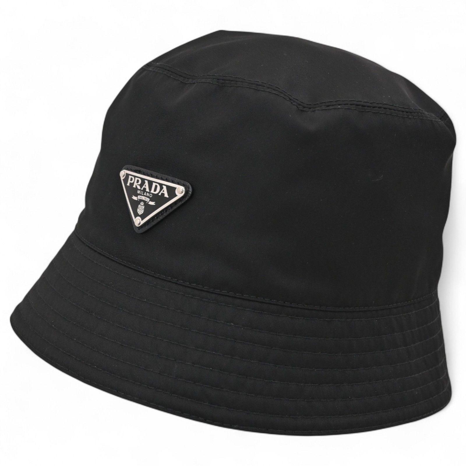プラダ トライアングルロゴ バケットハット 帽子 Aランク pr4037er