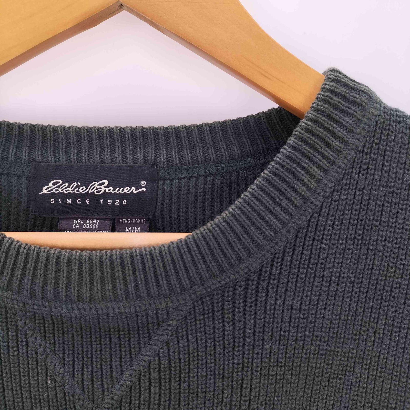 エディーバウアー Eddie Bauer 00S コットンニット V字ガゼット メンズ 