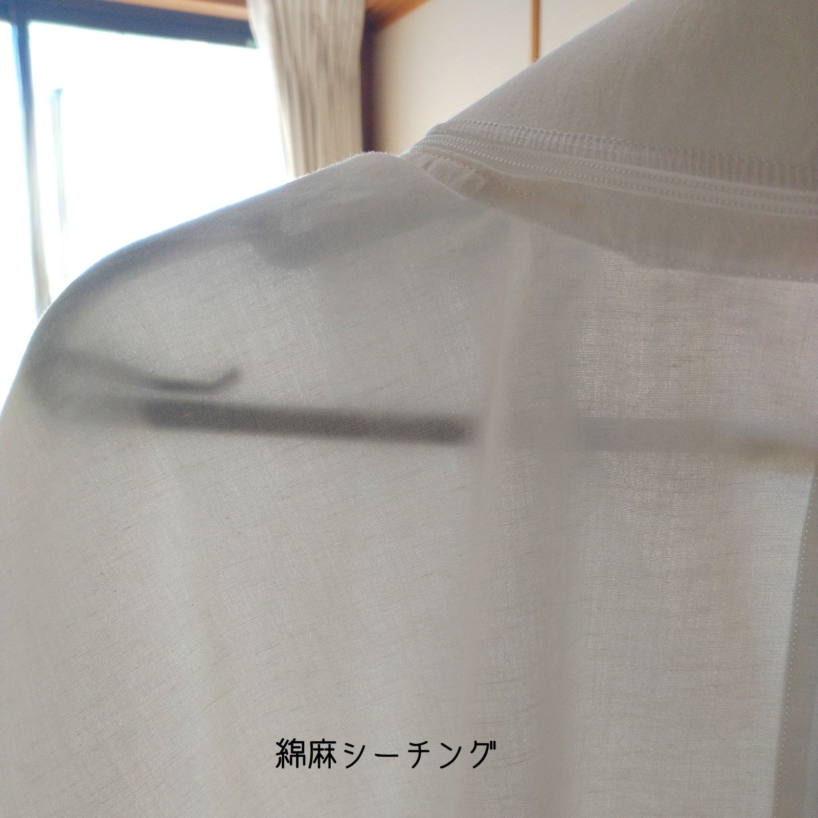 袖なし半襦袢|麻混シーチング|Ｍサイズ|面ファスナー付き|衿がファスナーで外せます