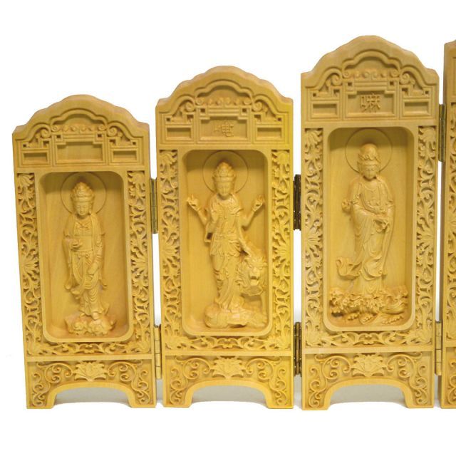 中国仏像木工彫刻の置物8面タイプ(1点物)/エスニック/アジアン雑貨卓上 