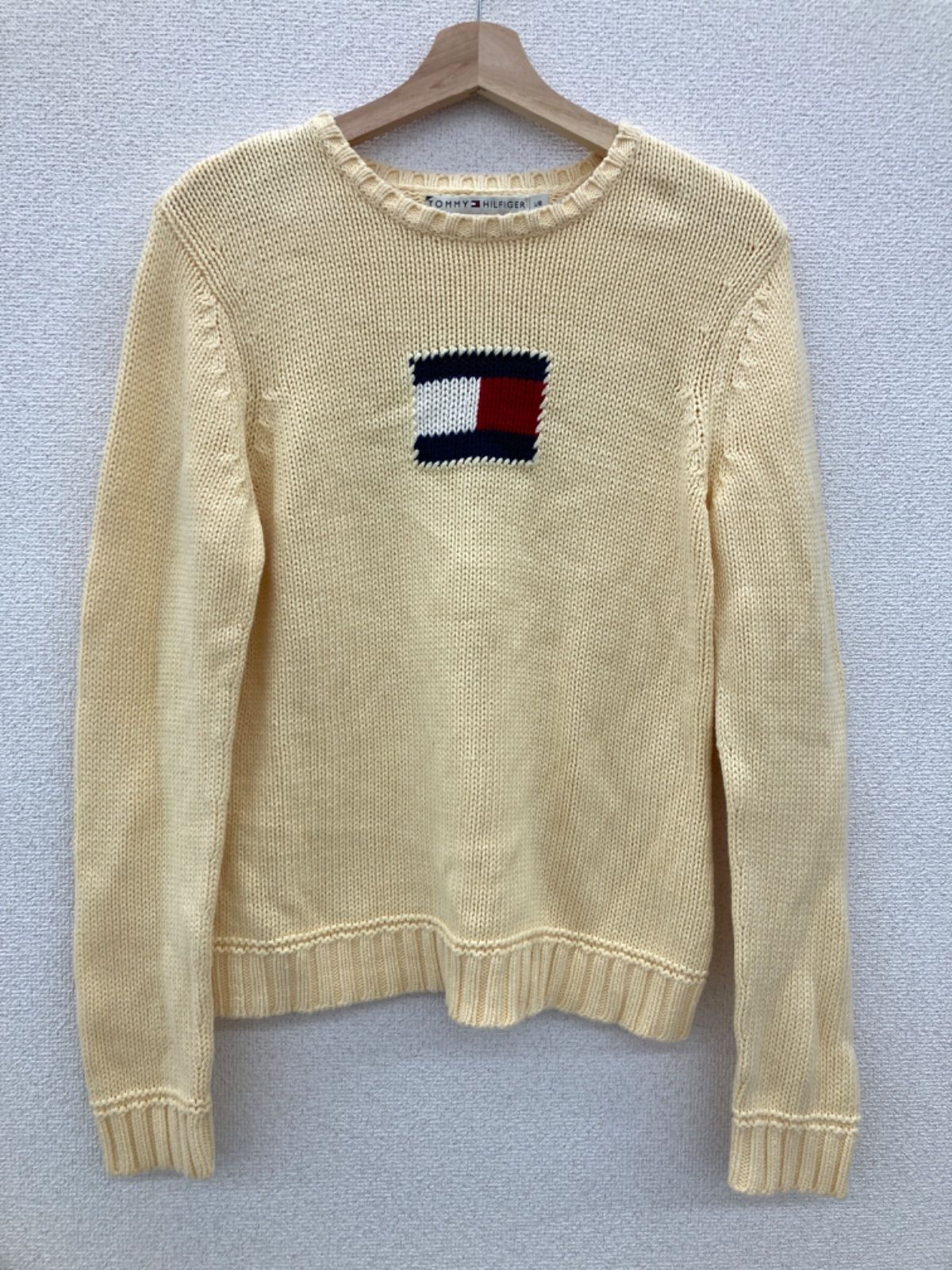 Tommy Hilfiger トミーヒルフィガー レディース L フロントロゴ刺繍長袖ニットセーター