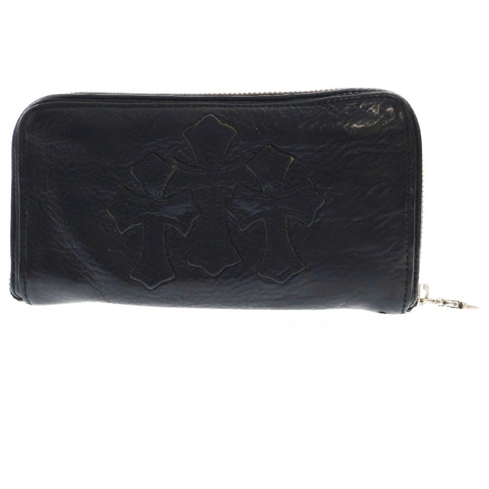 CHROME HEARTS (クロムハーツ) REC F ZIP 3セメタリー クロスパッチ ラウンドファスナーウォレット 長財布 ブラック