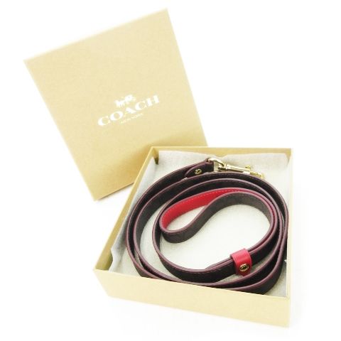 コーチ COACH ドッグリーシュ リード ペット用品 犬用 小型犬 レザー PVC 革 シグネチャー 総柄 茶 ブラウン 赤 レッド CH155 IMVGA |CK27 GY18