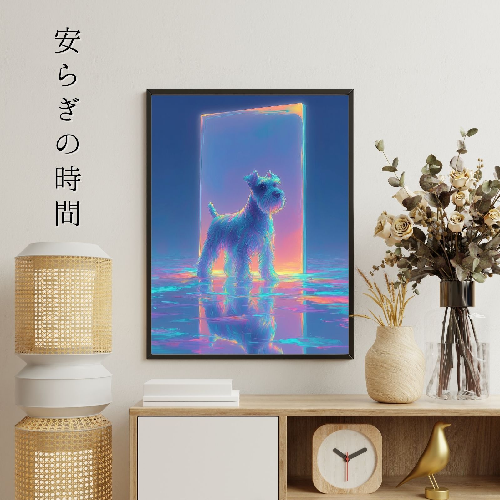 名入れOK リフレクション - シュナウザー犬 No.2 アートポスター ペットロス うちの子記念日 北欧 ナチュラル モダンインテリア USTAUSTRALIA_COM_AU