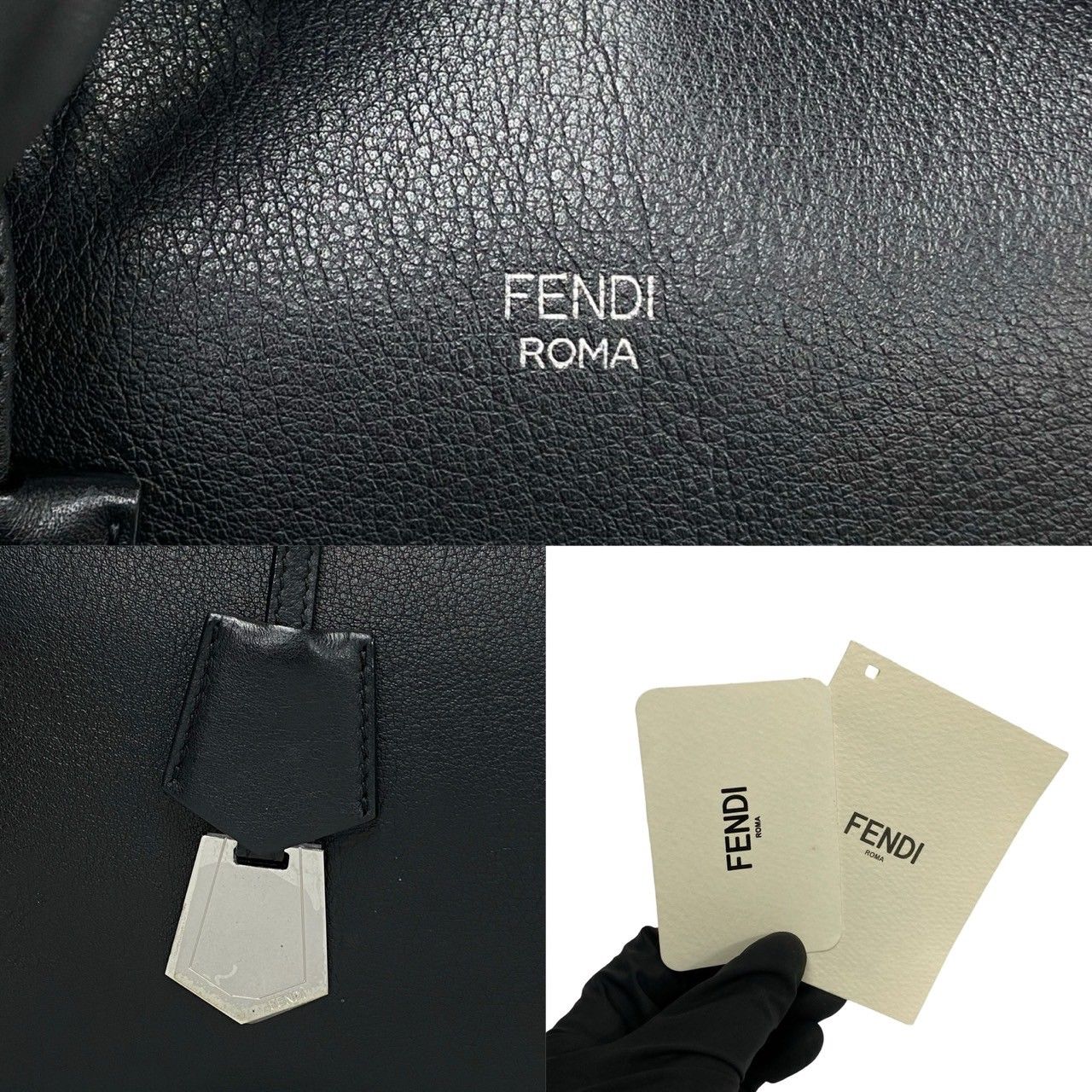 極 美品 FENDI フェンディ バイザウェイ ラージ ロゴ レザー 本革 2way 