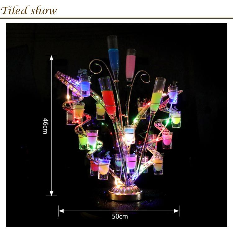 【新品】ワインラック テキーラ観覧車 24カップLED酒グラス棚シャンパンタワー Amazon | Batoneワインラック テキーラ観覧車 24カップ LED