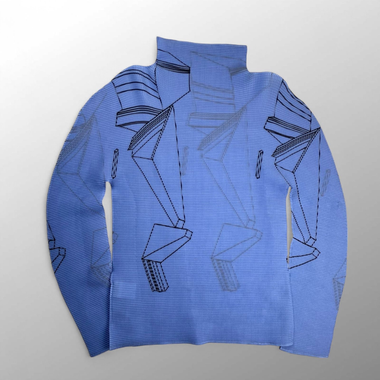 me ミーイッセイミヤケ カットソー トップス　総柄　ボックスプリーツ イッセイミヤケme ボックスプリーツカットソー 中古】イッセイミヤケ