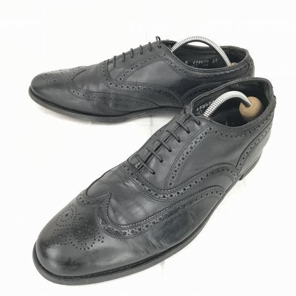 80s-90s?/Vintage★USA名門★フローシャイム/FLORSHEIM★本革/グッドイヤー製法/ウイングチップ【27.5/黒】フルブローグ/メダリオン/ドレスシューズ/ビジネス◆MF-156 80s-90s?/Vintage☆USA名門☆フローシャイム/FLORSHEIM☆本革