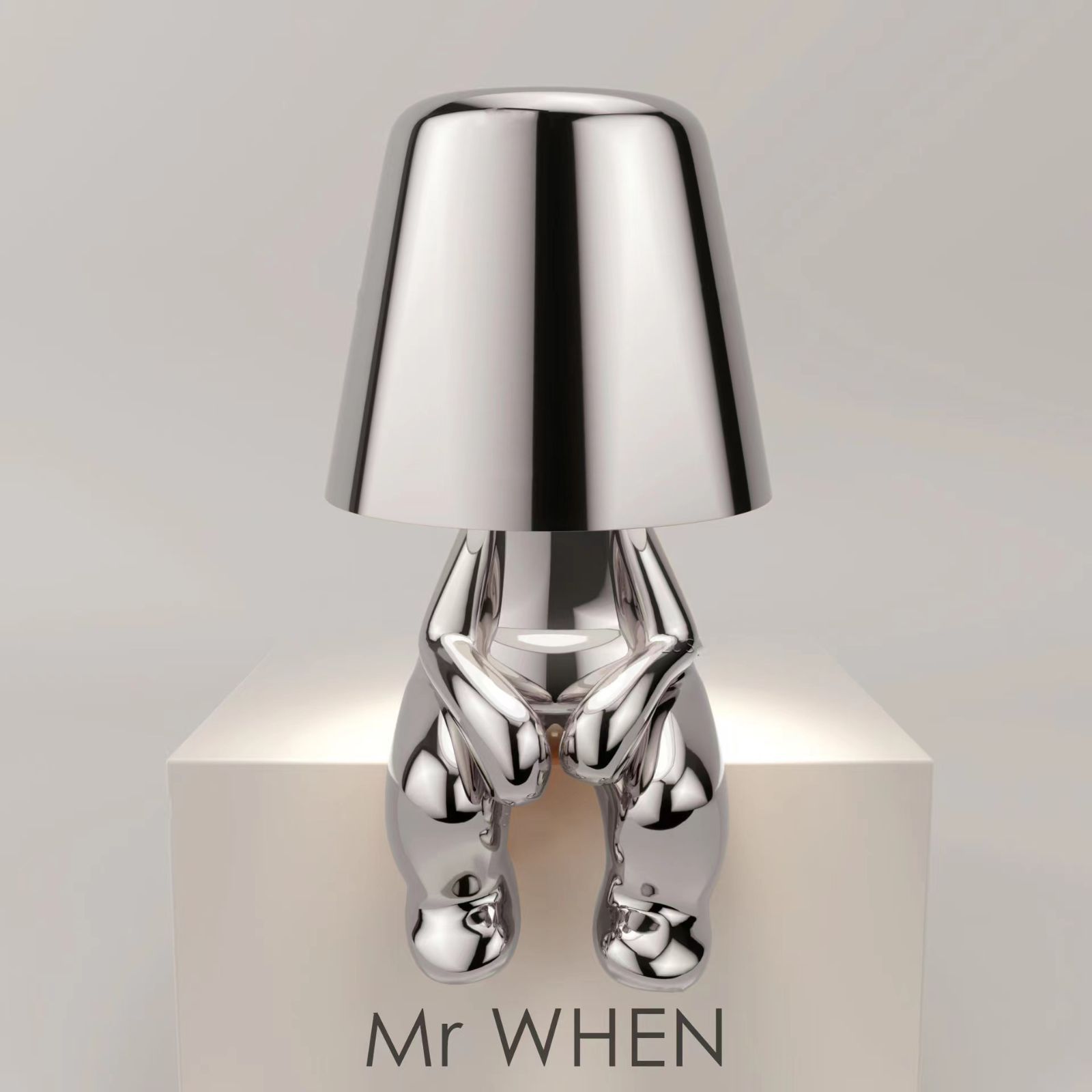 タッチセンサーライト シルバー B Mr.WHEN USB充電 LED タッチセンサー 3段階調光 コードレス 小人 ベッドサイド テーブル ナイト ライト ランプ 寝室 間接照明 常夜灯 かわいい ユニーク 男の子 