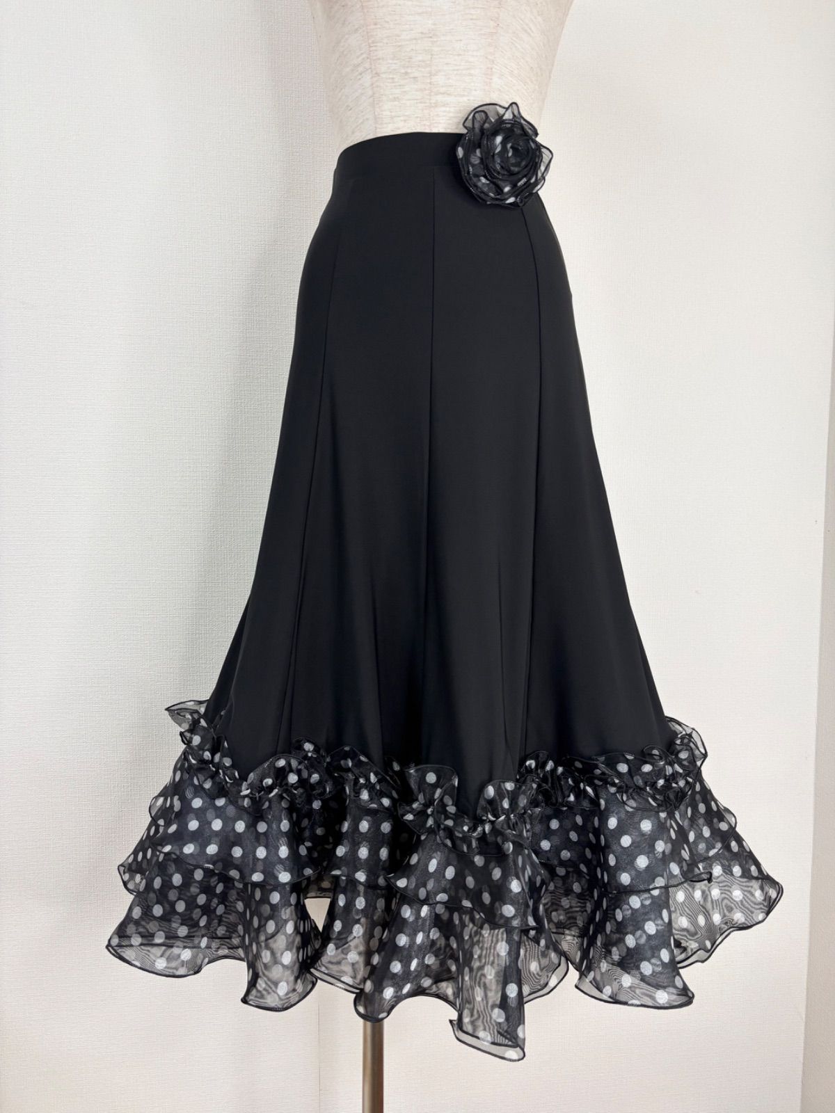 社交ダンス　スカート　オーガンジー　ドットフリル 社交ダンス スカート オーガンジー ドットフリル 社交ダンス用