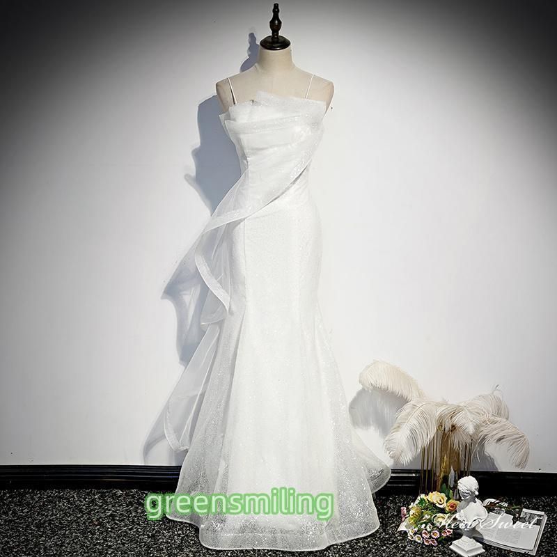 ウェディングドレス ウエディングドレス ロングドレス 二次会 結婚式 前撮り ブライダル 花嫁 マーメイドドレス キャミソール ノースリーブ