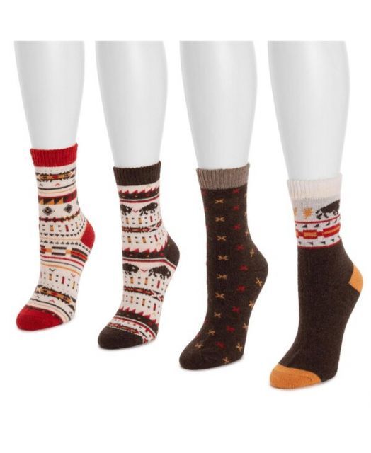 送料無料 ムクルクス レディース 靴下 アンダーウェア Women s 4 Pair Pack Holiday Boot Socks Yellow brown