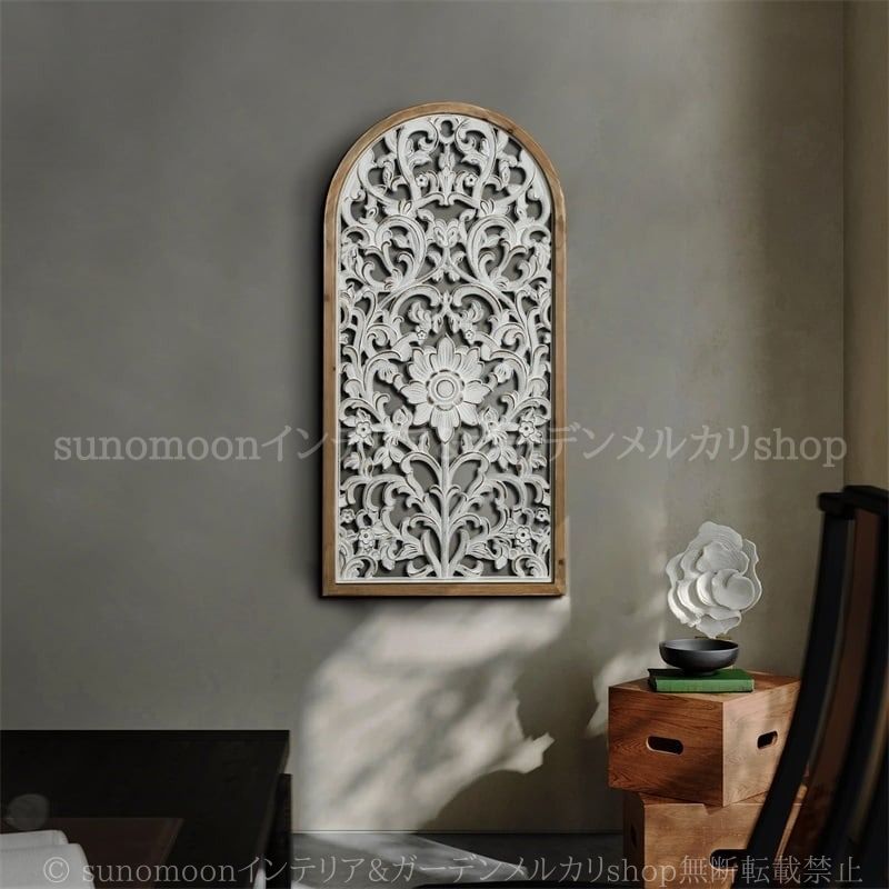 ヴィンテージ調 ウォール アート 花 葉 アーチ形 壁掛け インテリア おしゃれ かわいい 北欧 カントリー ヨーロッパ レトロ調 アンティーク調 白 ホワイト