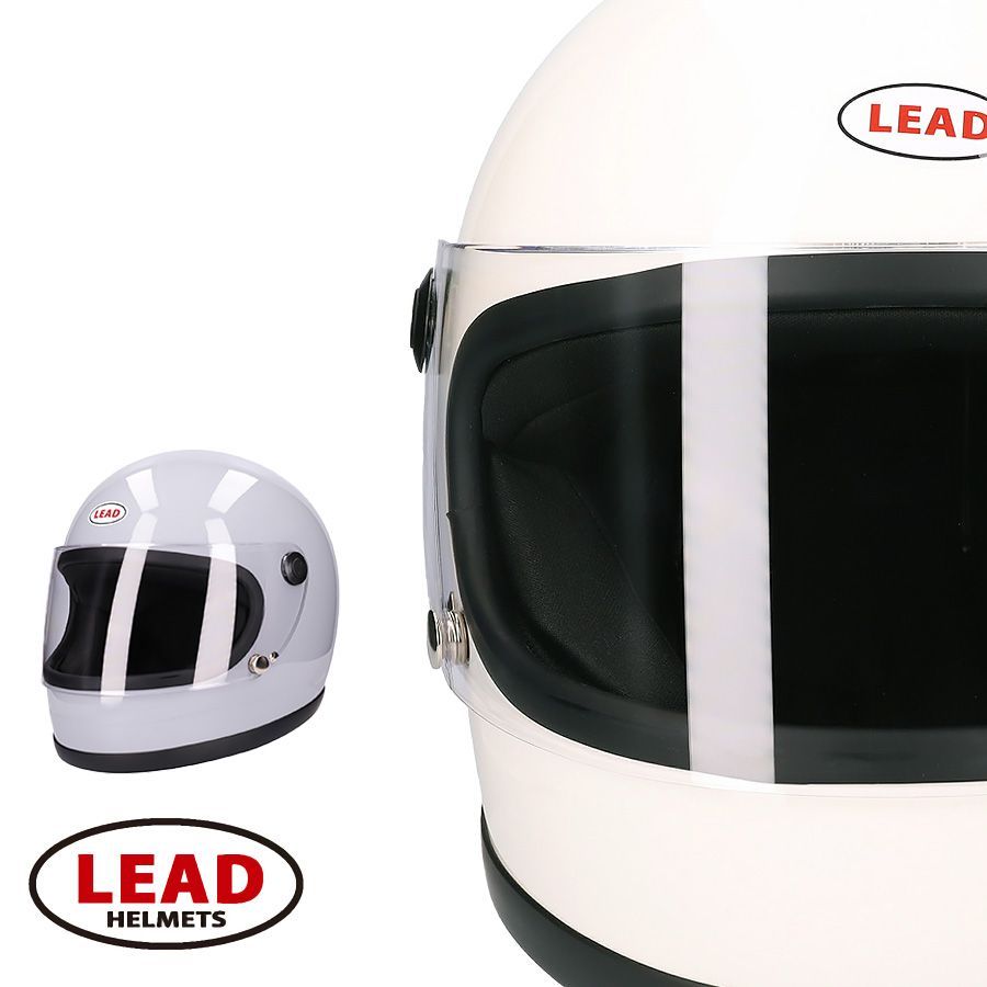 フルフェイスヘルメット 2カラー/FREEサイズ 57-60cm未満 レトロ ビンテージ リード工業 LEAD RX-100R 1980年代発売のリバイバルモデル メンズ レディース 兼用品 SG規格 全排気量対応 ホワイト グレ